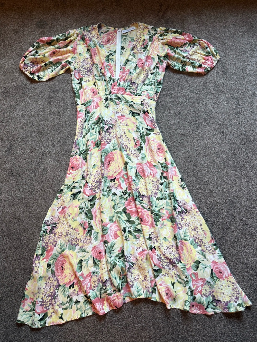 Faithfull the Brand Pastel Floral Wrap Midi Dress